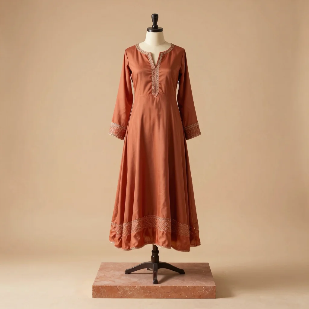 Terracotta Silk Organza Anarkali Set