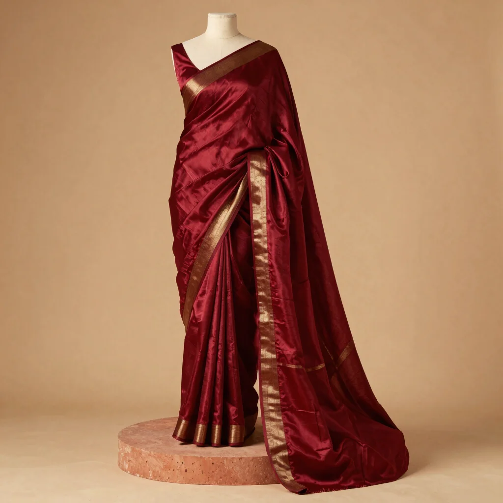 Deep Crimson Handwoven Chanderi Saree